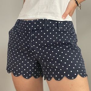 Navy Polka Dot Scalloped J. Crew Shorts